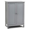 Tangkula Freestanding Storage Cabinet with Double Doors and Shelf, Modern Home Furniture, Wooden Organizer for Living Room and Bathroom, Grey view 1