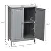 Tangkula Freestanding Storage Cabinet with Double Doors and Shelf, Modern Home Furniture, Wooden Organizer for Living Room and Bathroom, Grey view 3