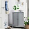 Tangkula Freestanding Storage Cabinet with Double Doors and Shelf, Modern Home Furniture, Wooden Organizer for Living Room and Bathroom, Grey view 4