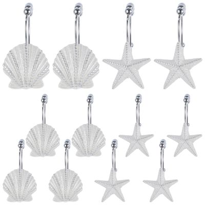 Cabilock Shower Curtain Hook Decorative Rings: 12Pcs Double Sided Shower Hooks Rings Double Glide Shower Curtain Hooks for Shower Curtain Rods