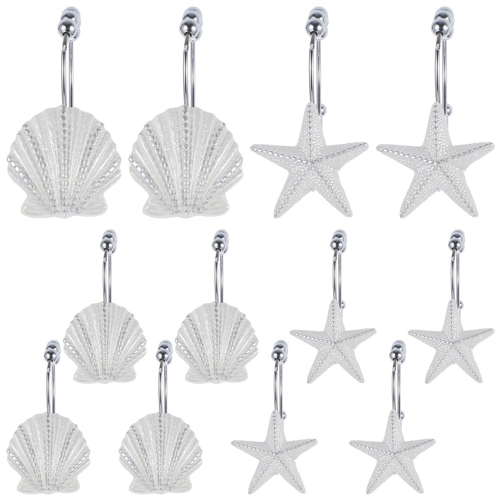 Cabilock Shower Curtain Hook Decorative Rings: 12Pcs Double Sided Shower Hooks Rings Double Glide Shower Curtain Hooks for Shower Curtain Rods