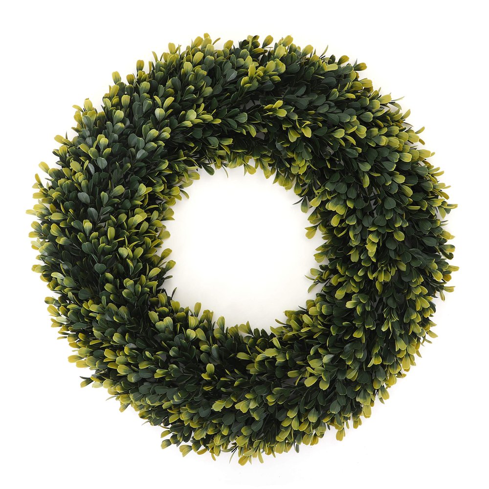 3rd Street Inn Golden Boxwood Wreath - Front Door Wreath - Farmhouse Greenery - Indoor/Outdoor - Spring/Summer/Winter (22" XL)
