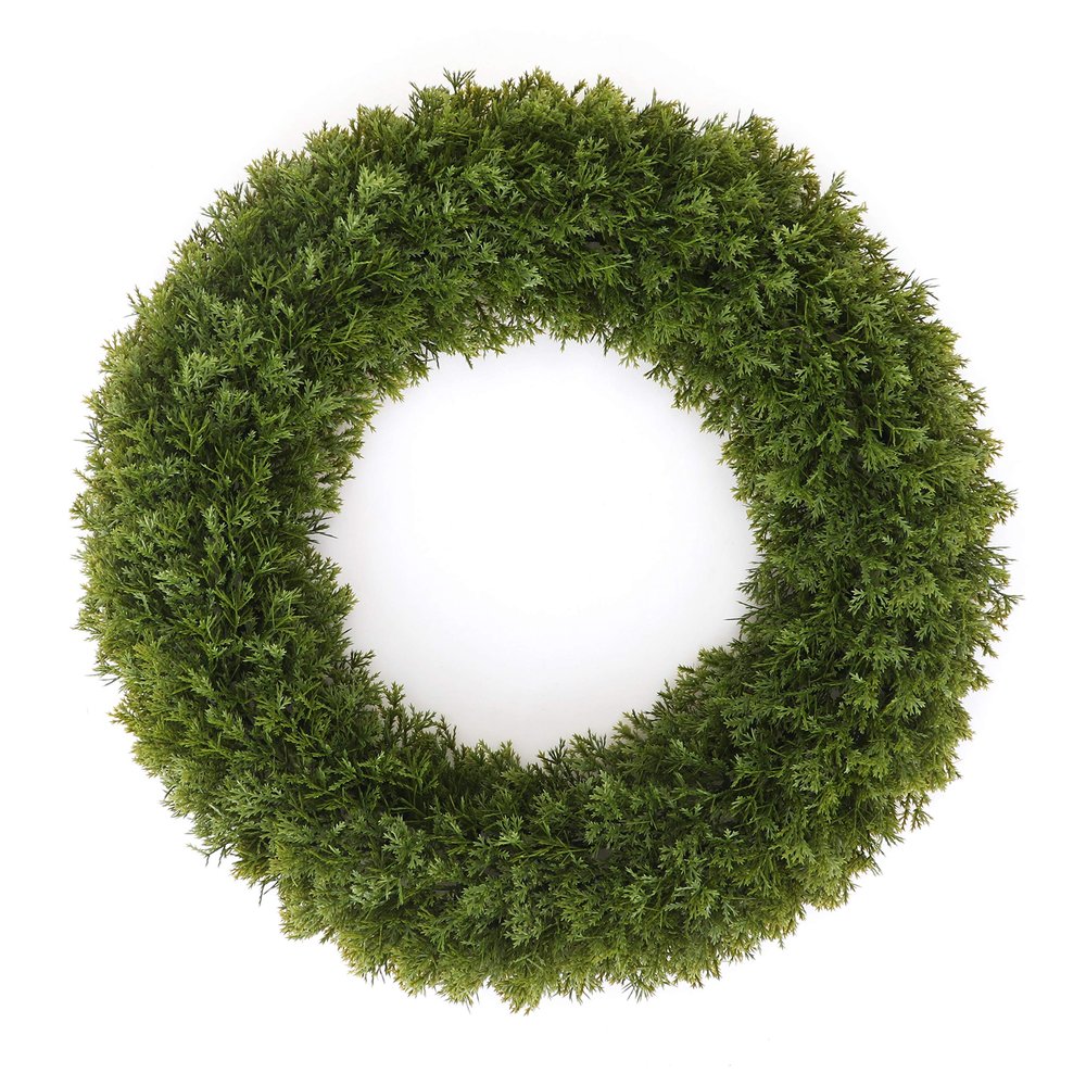 3rd Street Inn Cypress Greenery Wreath - Front Door Decoration - Indoor/Outdoor Wreath (19" / LG / 2 Pack)
