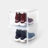 SupBro Collection Crate - Easy Access Storage Shoes Box -Plastic Foldable Stackable Sneaker Display Storage with Clear Front Door Organizer-2 Pack (Transparent) view 3