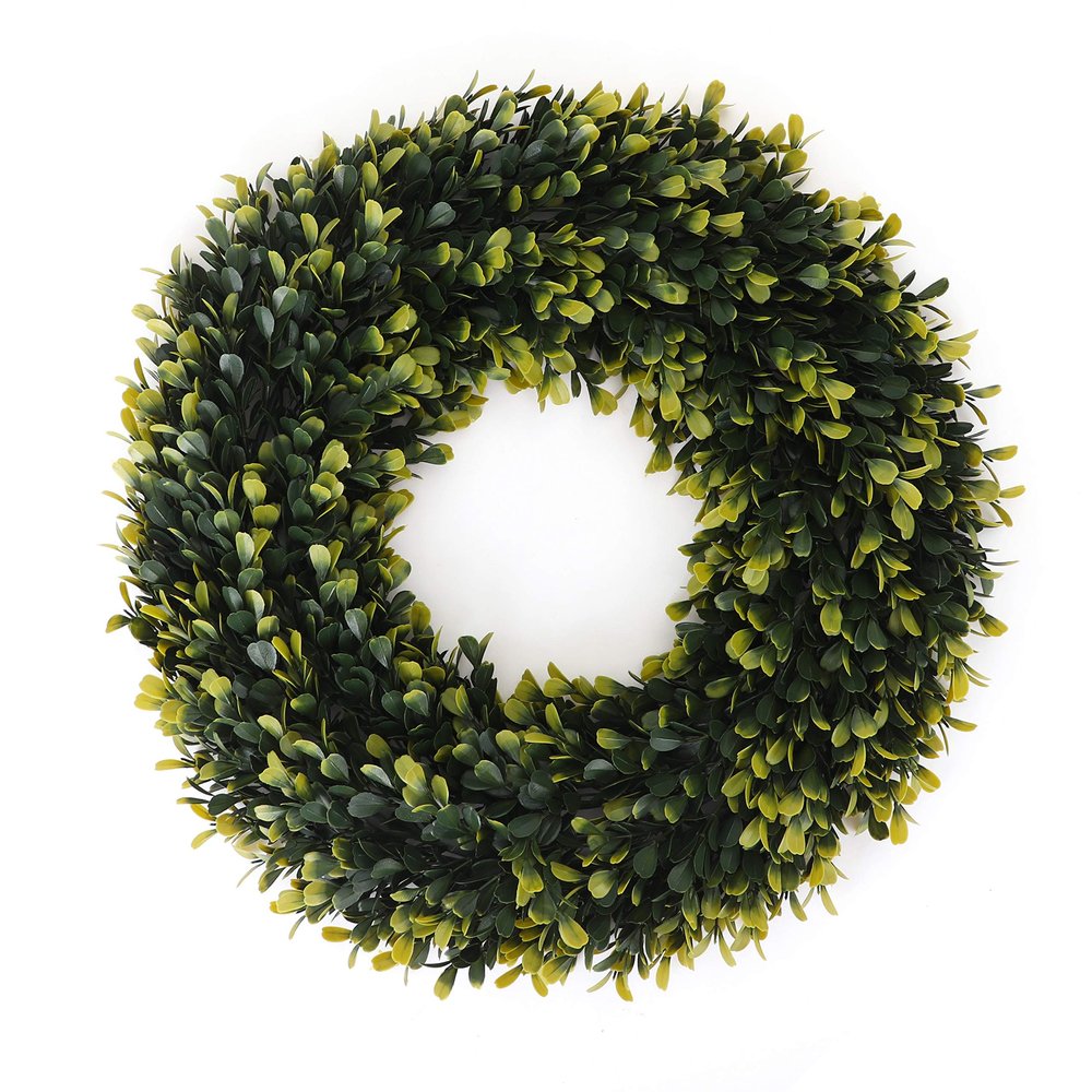 3rd Street Inn Golden Boxwood - LG Front Door Wreath, Indoor/Outdoor, Farmhouse, for Spring/Summer/Winter