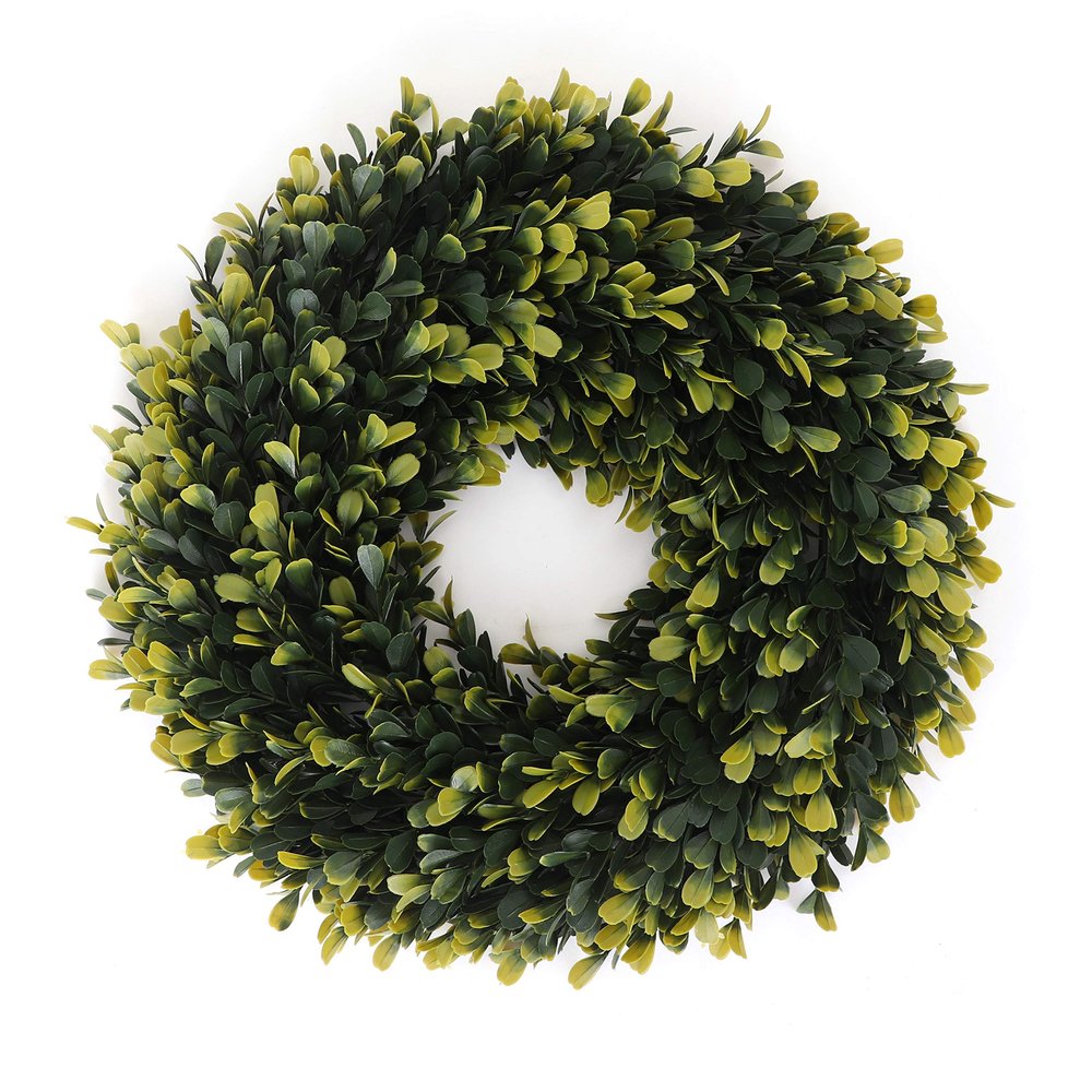 3rd Street Inn Golden Boxwood Wreath - Front Door Wreath - Greenery Wreath - Indoor/Outdoor Wreaths for Front Door - Farmhouse Wreath - Spring Wreath/Summer Wreath/Winter Wreath (16" / MD)