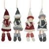 4ct Red and Gray Girls with Scarves Christmas Doll Ornaments 12" view 1
