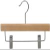Kids Natural Finish Wood Bottom Hanger with Clips in 11" Length X 5/8" Thick with Chrome Hardware, Box of 25 view 1