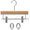 Kids Natural Finish Wood Bottom Hanger with Clips in 11" Length X 5/8" Thick with Chrome Hardware, Box of 25 view 2