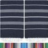 HAVLULAND |Pack of 2| Turkish Beach Towels Oversized 39x71, 100% Turkish Cotton Sand Free Quick Dry Absorbent Towel Travel Blanket for Adults Beach Gift Beach Essentials - Navy view 1