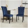 adochr Velvet Dining Chair Set of 2, Parsons Upholstered Dining Room Chair, Wood Accent Chair with Nailed Trim, Blue view 1