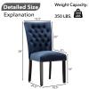 adochr Velvet Dining Chair Set of 2, Parsons Upholstered Dining Room Chair, Wood Accent Chair with Nailed Trim, Blue view 2