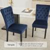 adochr Velvet Dining Chair Set of 2, Parsons Upholstered Dining Room Chair, Wood Accent Chair with Nailed Trim, Blue view 3