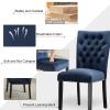 adochr Velvet Dining Chair Set of 2, Parsons Upholstered Dining Room Chair, Wood Accent Chair with Nailed Trim, Blue view 4