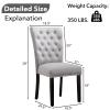 adochr Velvet Dining Kitchen Chair Set of 2, Parsons Upholstered Dining Room Chair, Wood Accent Chair with Nailed Trim, Grey view 3