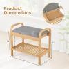 Giantex Small Entryway Bench with Storage, 2-Tier Bamboo Shoe Rack Bench with Flip Top Storage Space and Padded Cushion, Shoe Organizer for Entryway, Living Room, Hallway, Bedroom,Natural view 3