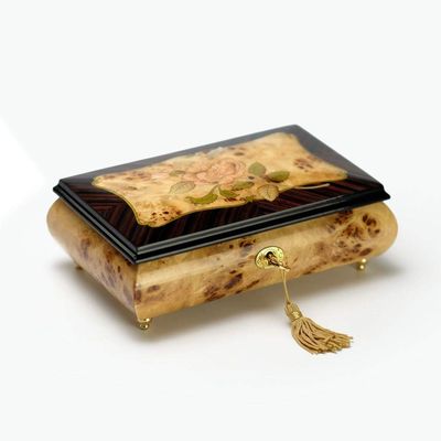 MusicBoxAttic Handmade Birds Eye Maple Single Pink Rose 36 Note Musical Jewelry Box - for Sentimental Reasons