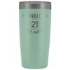 21st Birthday Tumbler Finally 21 R.I.P Fake ID 20 oz. Stainless Steel Engraved Insulated Hot Cold Cup Teal view 1