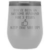 The Improper Mug 3rd Anniversary Wine Tumbler for Husband 3 Years Marriage 12 oz. Stainless Steel Engraved Insulated Hot Cold Cup White view 1