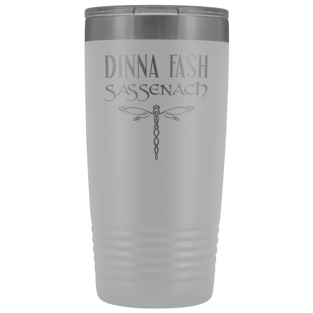 The Improper Mug Outlander Tumber Dinna Fash Sassenach 20 oz. Stainless Steel Engraved Insulated Hot Cold Cup White