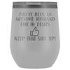 10th Anniversary Wine Tumbler for Husband 10 Years Marriage 12 oz. Stainless Steel Engraved Insulated Hot Cold Cup White view 1