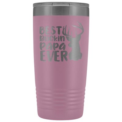 Best Buckin Papa Ever Grandpa Tumbler 20 oz. Stainless Steel Engraved Insulated Hot Cold Cup Light Purple