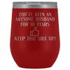 10th Anniversary Wine Tumbler for Husband 10 Years Marriage 12 oz. Stainless Steel Engraved Insulated Hot Cold Cup Red view 1
