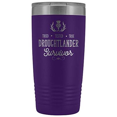 Outlander Tumbler Droughtlander Survivor 20 oz. Stainless Steel Engraved Insulated Hot Cold Cup Purple