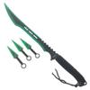 27" Tactical Machete with 3 Fixed Blade Set. Stainless Steel Blade. for Outdoor Camping Cutting Ropes - Branches, Collection, Gift (Green) view 1