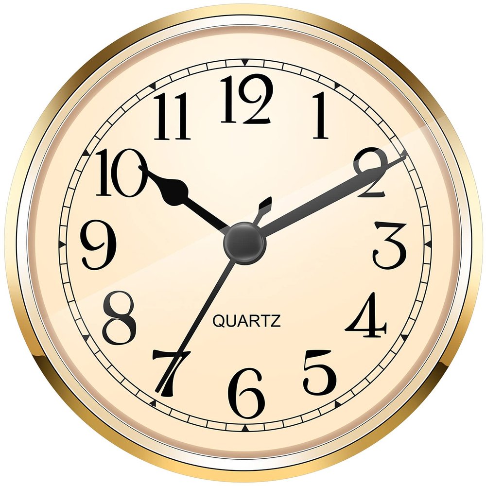Hicarer 3-1/2 Inch (90 mm) Quartz Clock Fit-up/Insert with Arabic Numeral (Gold)