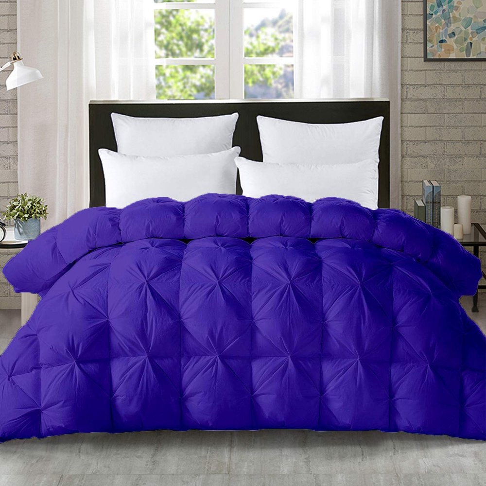 5-PCs Pinch Pleat Duvet Cover with Zipper Closure & Coner Ties Tufted Pattern Pintuck Duvet Set Royal Blue-800-TC-100% Egyptian Cotton Quilt Set(Royal Blue, Cal-King/King)