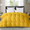 5-PCs Pinch Pleat Duvet Cover with Zipper Closure & Coner Ties Tufted Pattern Pintuck Duvet Set Gold-800-TC-100% Egyptian Cotton Quilt Set(Gold, Queen/Full) view 1