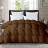 1-PCs Pinch Pleat Duvet Cover with Zipper Closure & Coner Ties Tufted Pattern Pintuck Duvet Set Brown-800-TC-100% Egyptian Cotton Quilt Set(Brown, Queen/Full) view 1