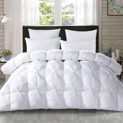 5-PCs Pinch Pleat Duvet Cover with Zipper Closure & Coner Ties Tufted Pattern Pintuck Duvet Set White-800-TC-100% Egyptian Cotton Quilt Set(White, Twin/Twin XL)