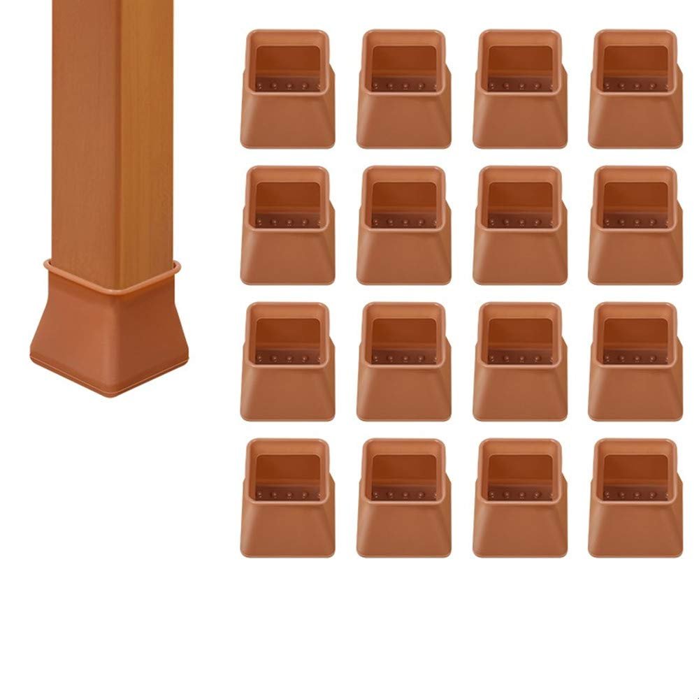 Qiwang 16 Legs Protective Floor mats, Silicone Leg Cap Protective Cover, Cover Furniture Legs to Prevent Scratches and Noise Without Leaving Traces (Brown Square 1.25 inch)