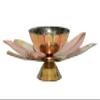 BHARAT HAAT Brass Flower Diya Design Base Divi Designing Oil Lamp One Jyoti Oil Wick Lamp Small Lighting in Diwali Puja for Spiritual Purpose Handicraft Art (4.5 x 4.5 x 1.5 inch,Yellow ) BH06959 view 2