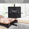 Aluminum Dish Drying Rack, ROTTOGOON Rustproof Dish Rack and Drainboard Set with Drainage, Utensil Holder, Cup Holder, Compact Dish Drainer for Kitchen Counter Cabinet, 16.5"L x 11.8"W, Black & Copper view 3
