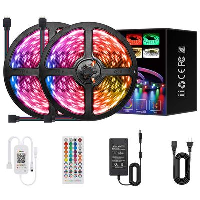 Yetaida LED Strip Lights Kit: 5050, 60 LEDs/Meter, 12V (10 Meters in Total), with Power Adapter (12V) + RGB Controller+ 44 Key Remote, Controlled by IR Remote and APP