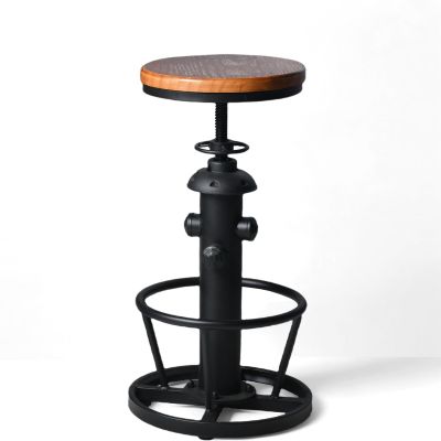 BOKKOLIK Industrial Bar Stools Kitchen Island Dining Chairs Swivel Wooden Seat Bar Counter Height Adjustable 25-31inch