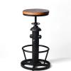 BOKKOLIK Industrial Bar Stools Kitchen Island Dining Chairs Swivel Wooden Seat Bar Counter Height Adjustable 25-31inch view 1