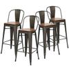 Changjie Furniture 24 Inches Metal Barstools Set of 4 Counter Height Bar Stools Industrial Stools with Backs High Back Chairs for Kitchen Island (24 Inch, Rusty) view 3