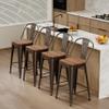 Changjie Furniture 24 Inches Metal Barstools Set of 4 Counter Height Bar Stools Industrial Stools with Backs High Back Chairs for Kitchen Island (24 Inch, Rusty) view 4