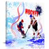 Modern Canvas Artwork Two Ice Hockey Players in Cartoon Style on Grunge Abstract Skating Rink Backdrop Canvas Wall Art for Living Room Bedroom Home Dcor Ready to Hang 12x12 Inch view 1