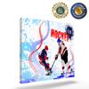 Modern Canvas Artwork Two Ice Hockey Players in Cartoon Style on Grunge Abstract Skating Rink Backdrop Canvas Wall Art for Living Room Bedroom Home Dcor Ready to Hang 12x12 Inch view 2