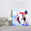 Modern Canvas Artwork Two Ice Hockey Players in Cartoon Style on Grunge Abstract Skating Rink Backdrop Canvas Wall Art for Living Room Bedroom Home Dcor Ready to Hang 12x12 Inch view 4