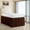 Cottington Lane Extended Ruffled College Dorm Bed Skirt Twin XL 42 Inch Drop, Premium Quality 1800 Brushed Microfiber Extra Long Dust Ruffle, Chocolate view 1