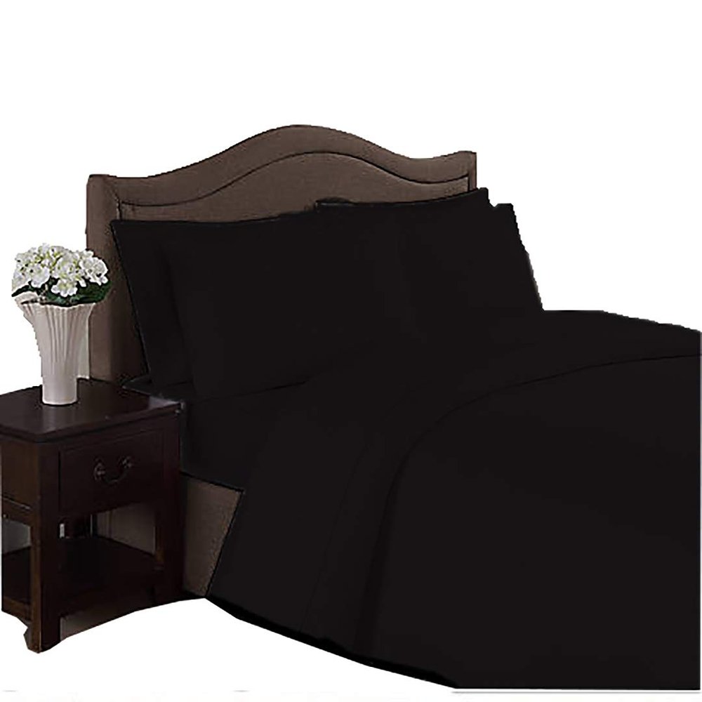 BedDecor 500 Thread Count 6 Piece Bed Sheet Set 100% Egyptian Cotton with 19 Inch Extra Deep Pocket Premium Super Soft Hotel Quality Bedding(Black,Full)