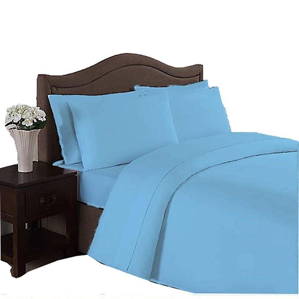 BedDecor 500 Thread Count 6 Piece Bed Sheet Set 100% Egyptian Cotton with 19 Inch Extra Deep Pocket Premium Super Soft Hotel Quality Bedding(LightBlue,California King)