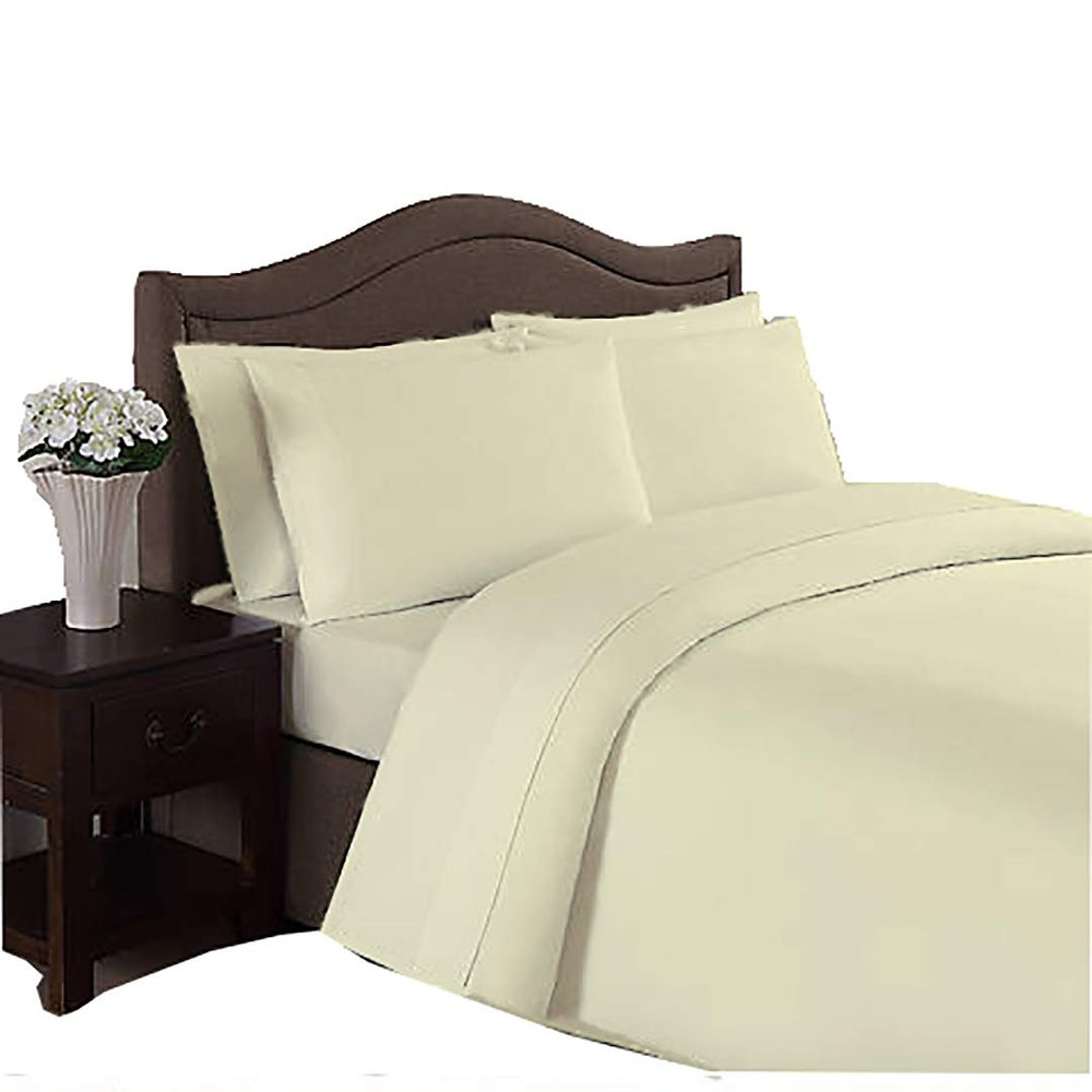 BedDecor 500 Thread Count 6 Piece Bed Sheet Set 100% Egyptian Cotton with 19 Inch Extra Deep Pocket Premium Super Soft Hotel Quality Bedding(Ivory,Queen)
