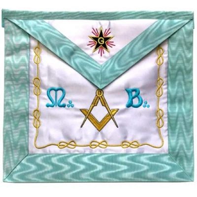 Regalia Lodge Master Mason French Rite/Modern Rite Square Compass Silk Apron - Sky Blue